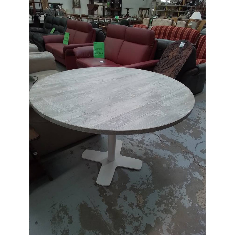 TABLE RONDE EFFET BOIS 