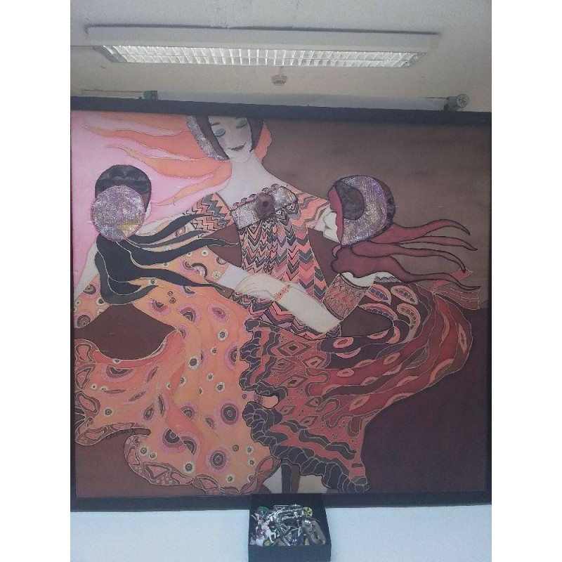 PEINTURE SUR TISSU SIGNÉE CARLA R 