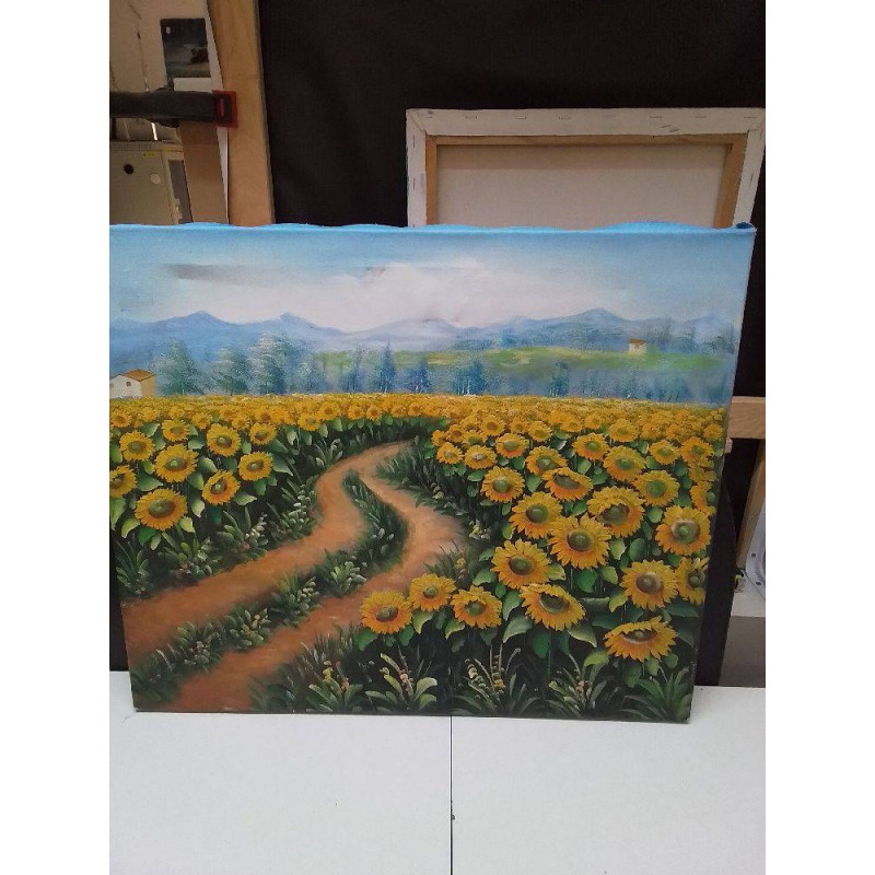 HUILE SUR TOILE TOURNESOLS SIGNÉE RODEZ 