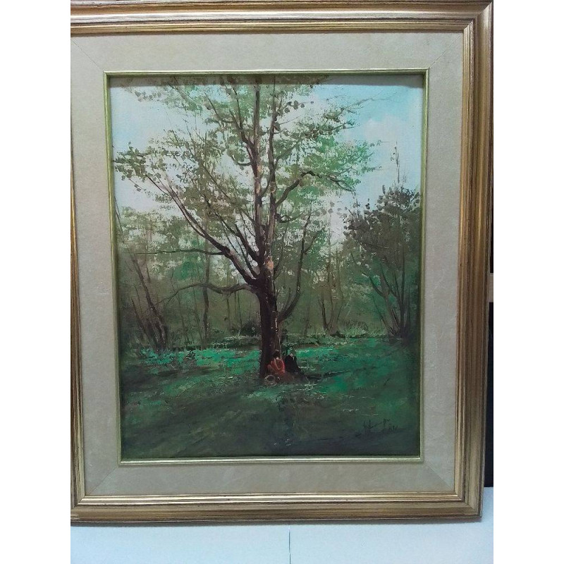 HUILE SUR TOILE PAYSAGE FORESTIER 