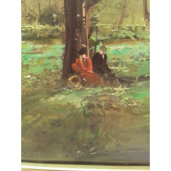 HUILE SUR TOILE PAYSAGE FORESTIER 
