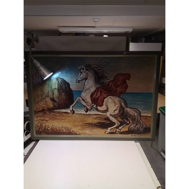 REPRODUCTION HUILE SUR TOILE CHEVAL BORD DE MER 