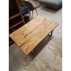 TABLE BASSE BOIS PIED ALU 