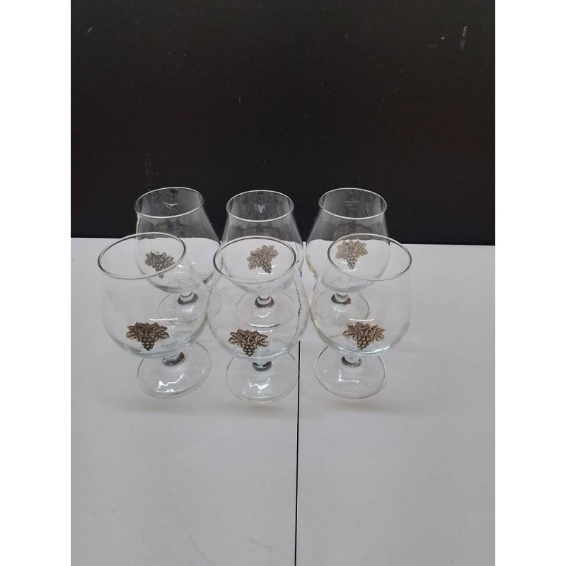 LOT DE 6 VERRES A PIED DECORS RAISINS 