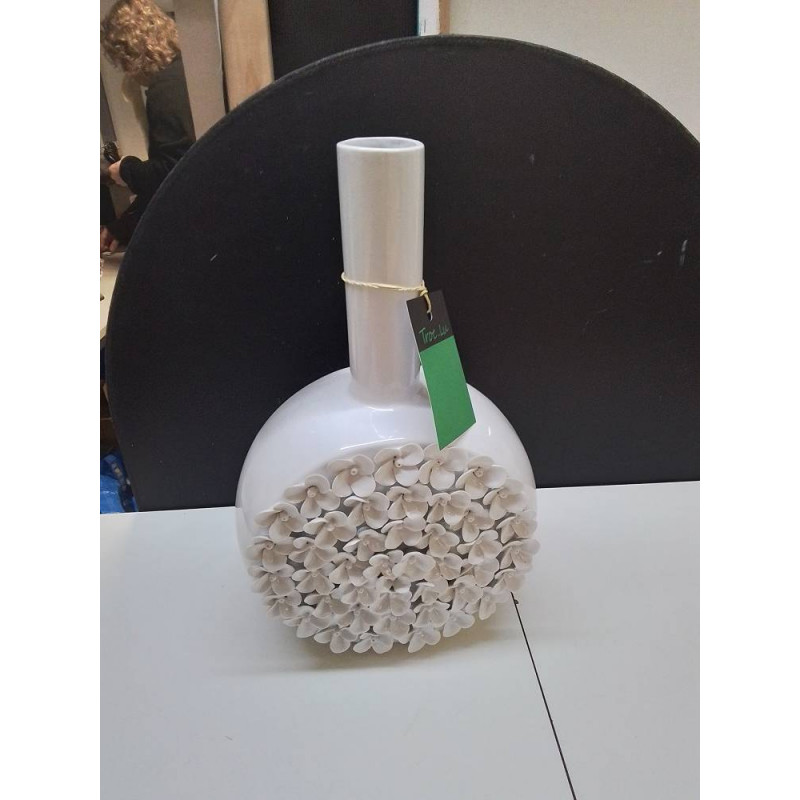 VASE BLANC MODERNE FLEURS