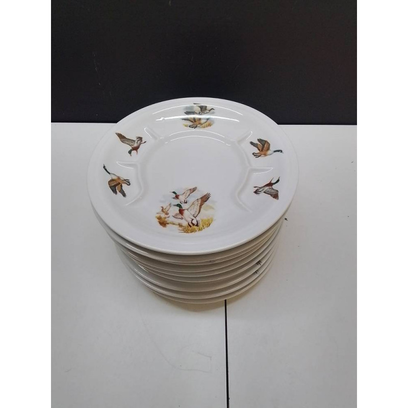 ASSIETTES PORCELAINE MOTIF CANARD