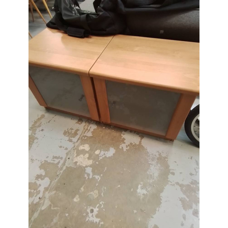 CHEVET MODERNE VERRE ET BOIS 1 PORTE