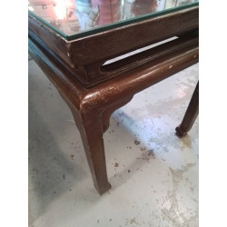 TABLE RECTANGULAIRE ASIATIQUE LAQUÉ MOTIF FLEURS