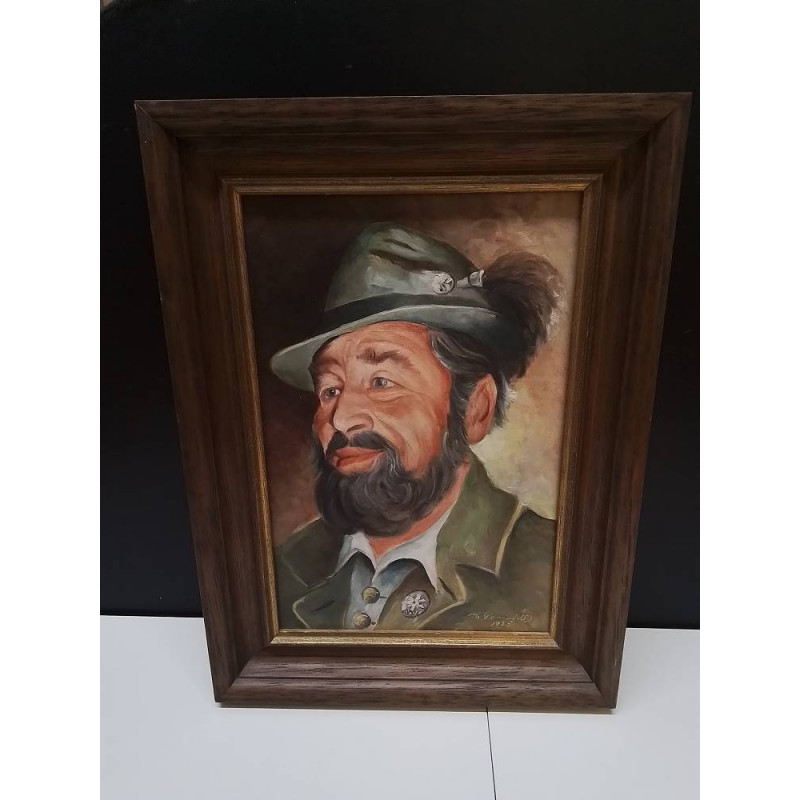 HUILE SUR TOILE SIGNE VISAGE HOMME