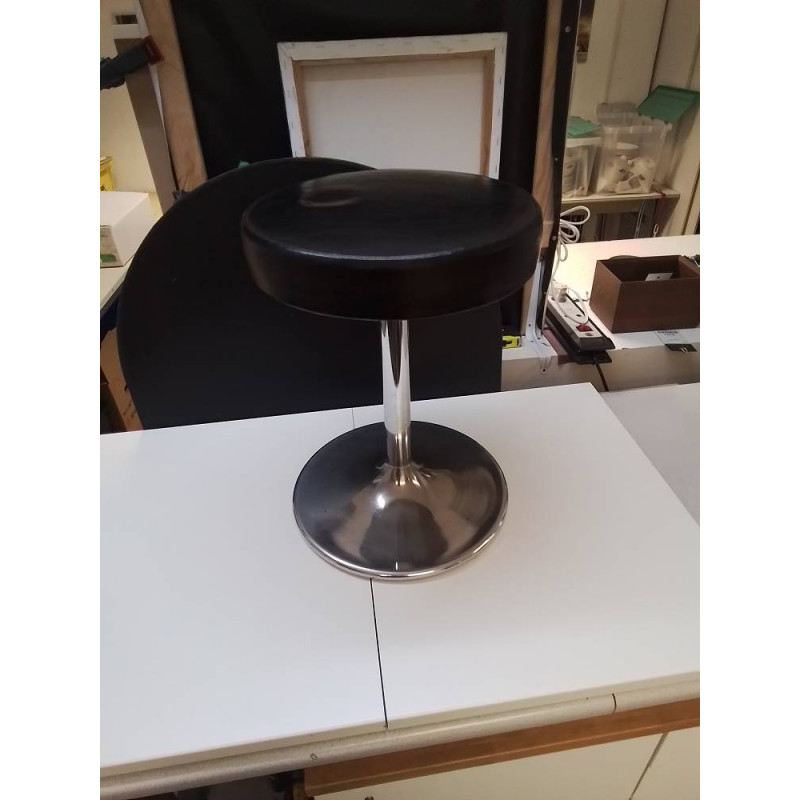 TABOURET METAL ET CUIR VINTAGE