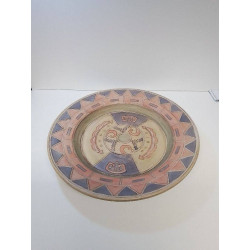 PLAT CERAMIQUE BLEU ET ROSE