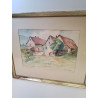 AQUARELLE VUE DU WINECKERTAL ALSACE 