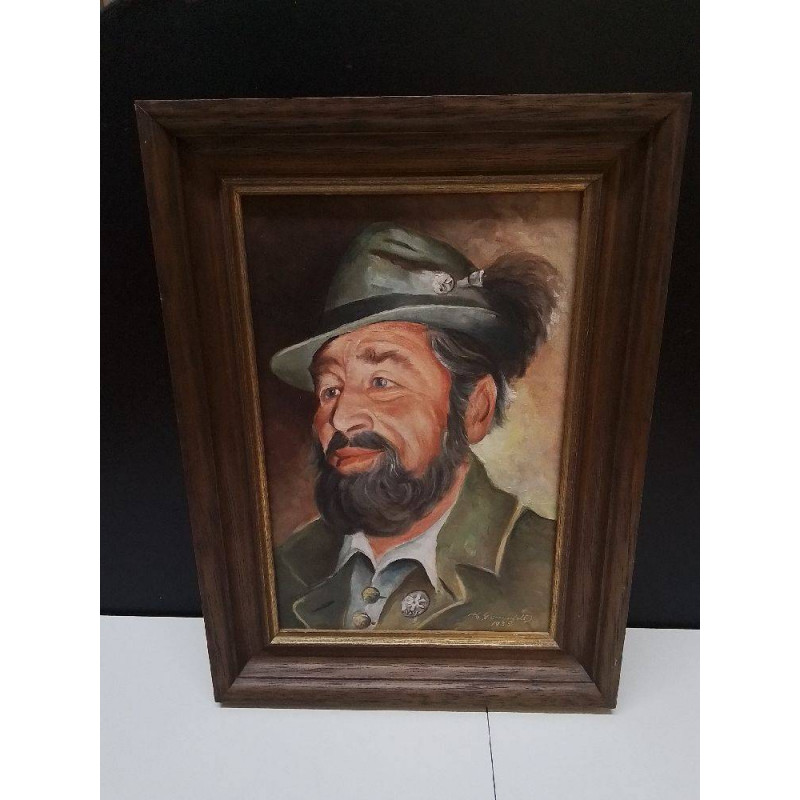 HUILE SUR TOILE SIGNE VISAGE HOMME
