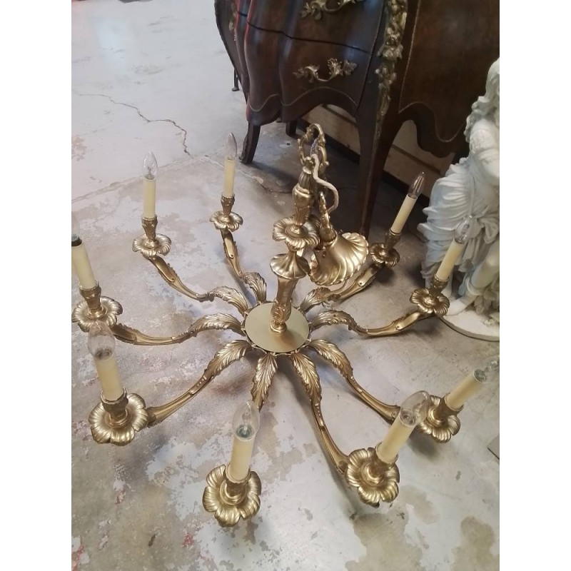 LUSTRE METAL DORÉ 10 BRANCHES 