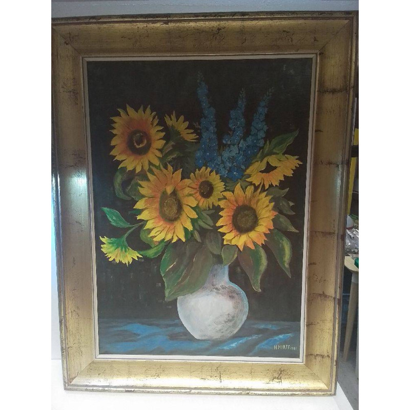 HUILE SUR TOILE TOURNESOLS SIGNÉE HIRTT HENRY 