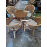 LOT 4 CHAISES ET TABLE BAMBOU CANNAGE 