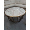 TABLE BASSE DOREE PLATEAU MARBRE 