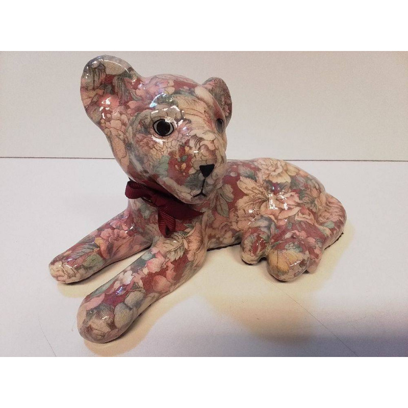 CHAT CÉRAMIQUE FLORAL PATCHWORK