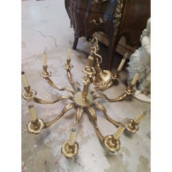 LUSTRE METAL DORÉ 10 BRANCHES 