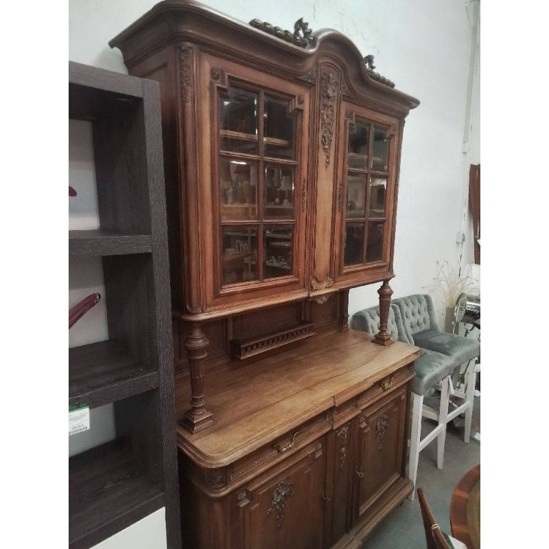 BUFFET 2 CORPS BOIS SCULPTÉ 4 PORTES 2 TIROIRS