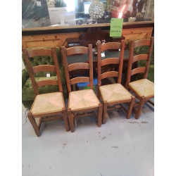 LOT 4 CHAISES PAILLÉES BOIS...