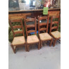 LOT 4 CHAISES PAILLÉES BOIS MASSIF