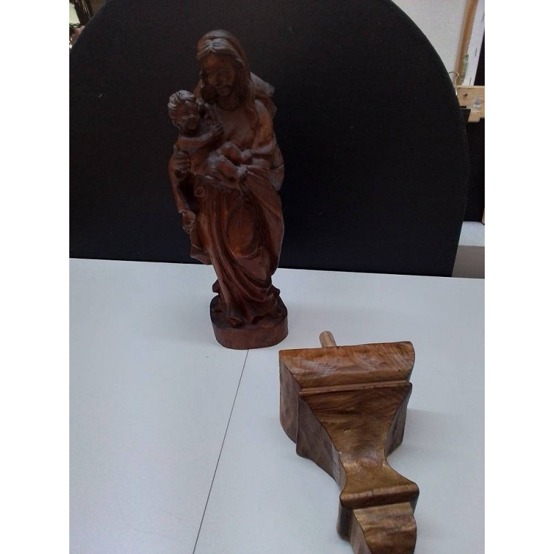 STATUETTE RELIGIEUSE ET SUPPORT 