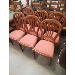 LOT 6 CHAISES EN BOIS TISSU...