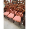 LOT 6 CHAISES EN BOIS TISSU ROUGE