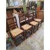 LOT 4 CHAISES EN BOIS ASSISES PAILLÉES 