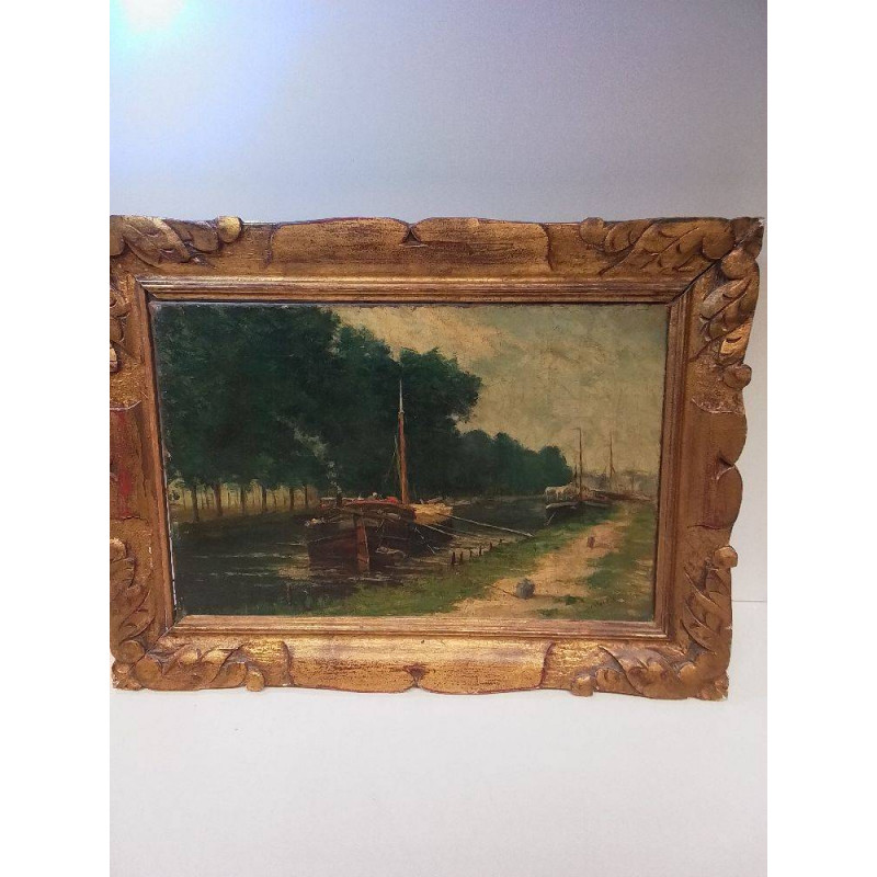 HUILE SUR TOILE ANCIENNE VUE PENICHES 