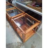 BOUT DE CANAPÉ TABLE BASSE ANNEES 70 PIN ET VERRE FUMÉ 