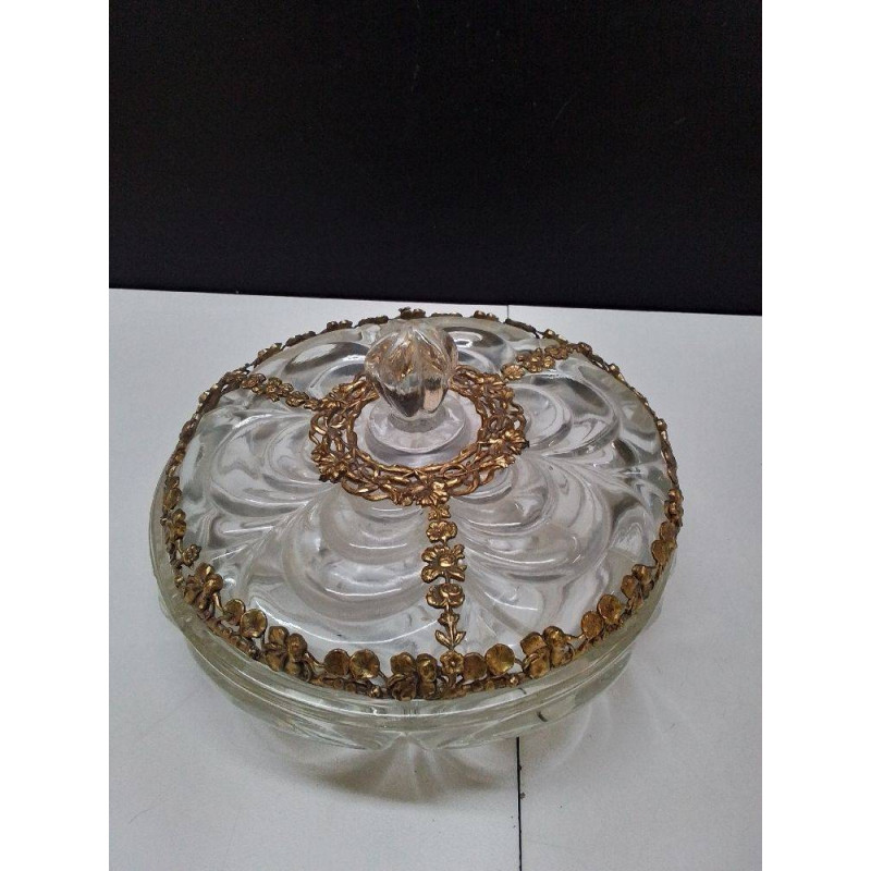PLAT EN VERRE ORNEMENT DORÉ 