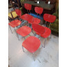 LOT 6 CHAISES MERTENS STYLE FORMICA ROUGE