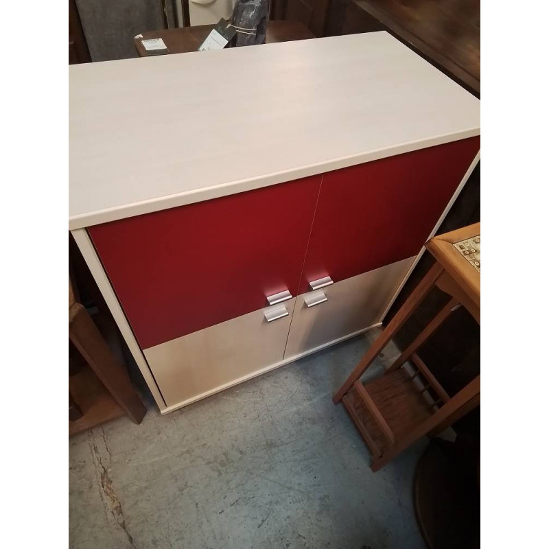 MRUBLE BAS 4 PORTES 2 PORTES ROUGES ET 2 TON CLAIR 