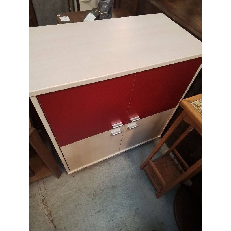 MRUBLE BAS 4 PORTES 2 PORTES ROUGES ET 2 TON CLAIR 