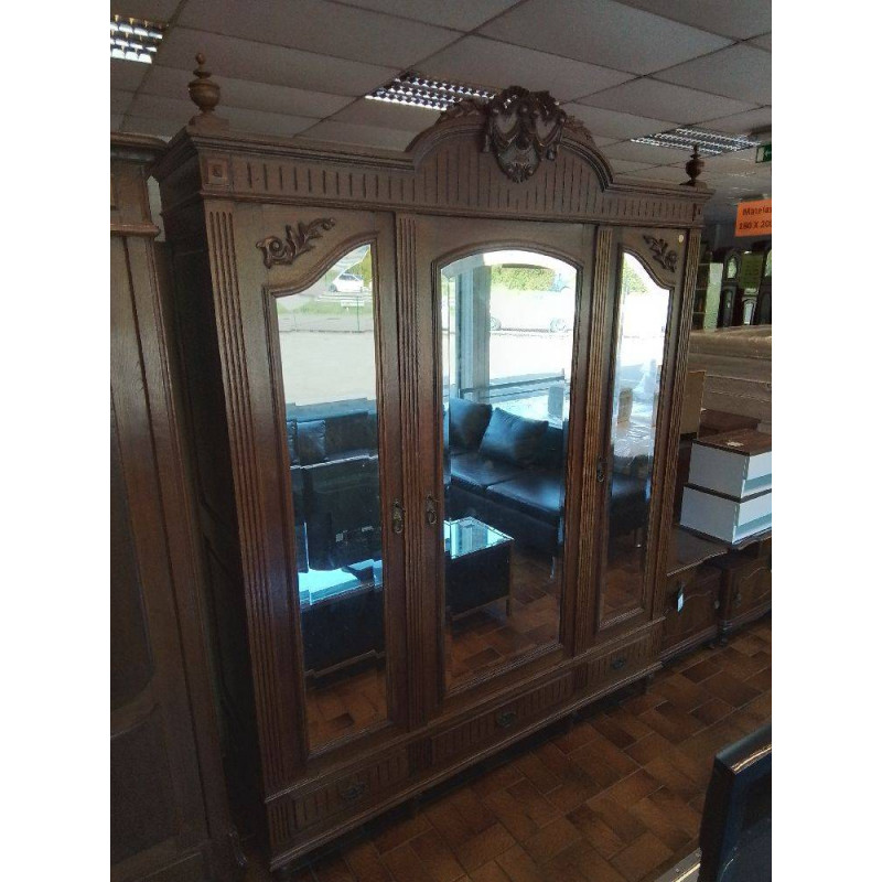 ARMOIRE 3 PORTES MIROITÉE 3 TIROIRS ANCIENNE