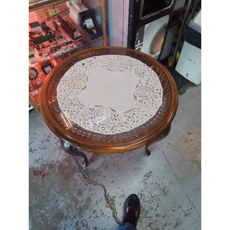 TABLE BASSE RONDE BOIS ET OSIER