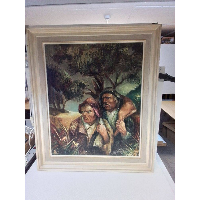 HUILE SUR TOILE COUPLE SIGNÉ WAGENER 