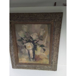 HUILE SUR TOILE VASE ET...