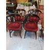 LOT 4 CHAISES EN BOIS ASSISES ROUGE
