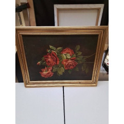 HUILE SUR TOILE ROSE SIGNE