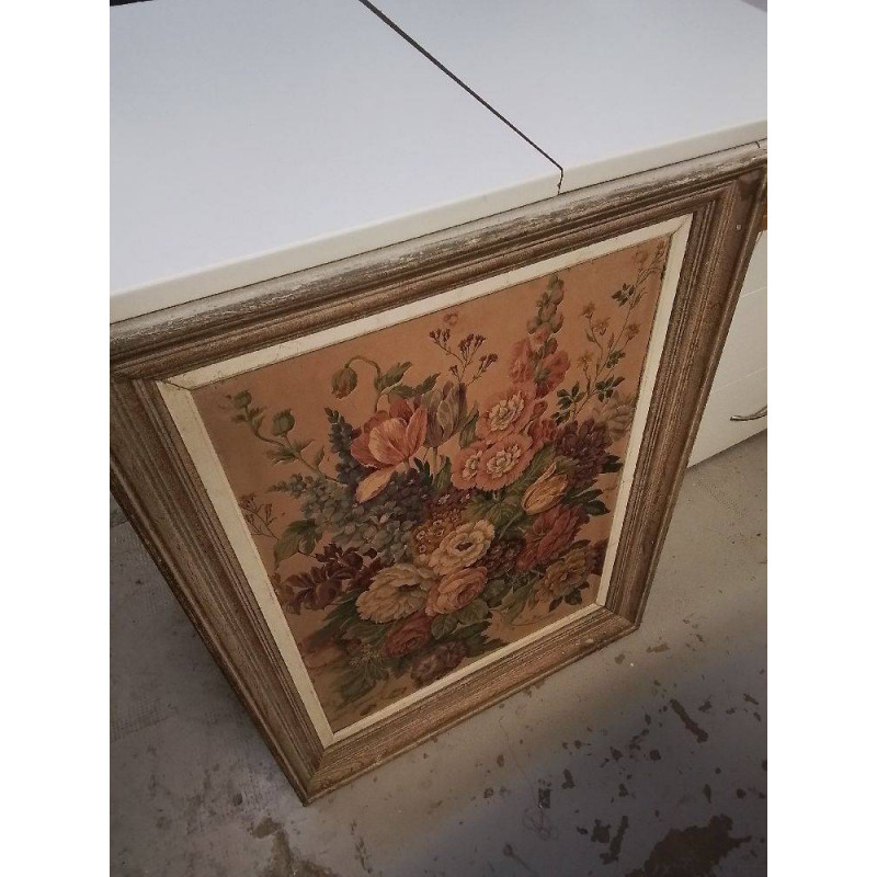 CADRE BOIS AVEC NATURE MORTE SUR TISSUS