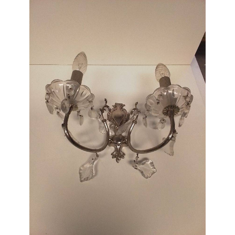 APPLIQUE 2 FEUX METAL ARGENTE PAMPILLES