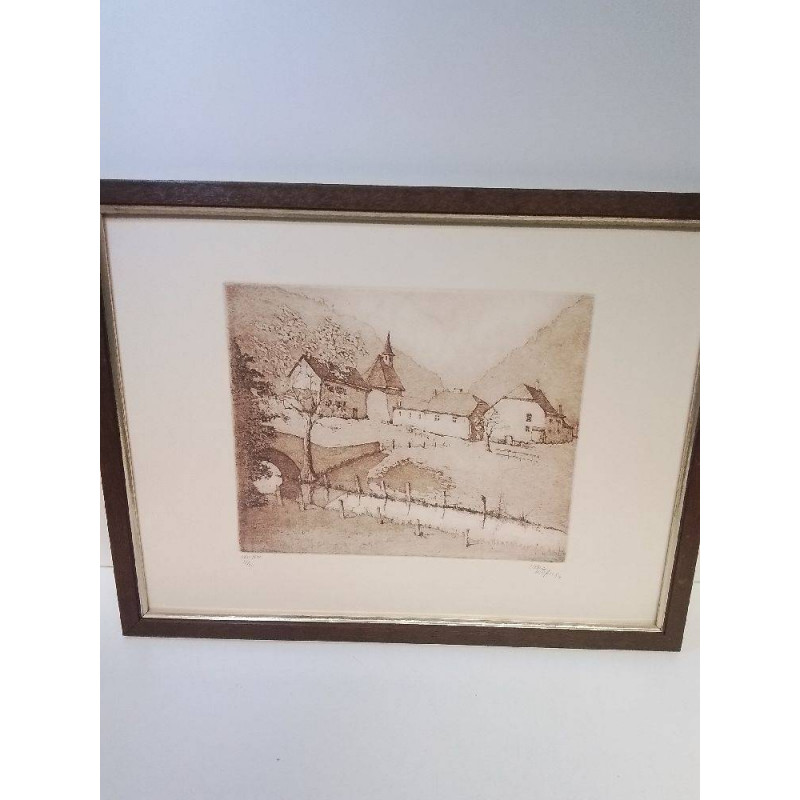 LITHOGRAPHIE VUE DU JARDIN