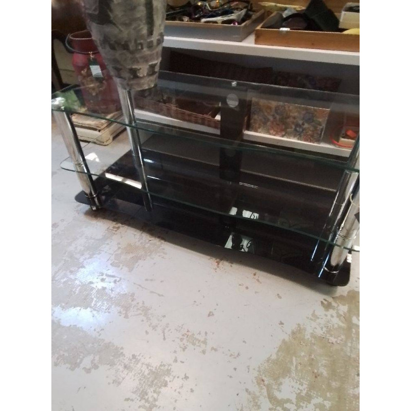MEUBLE TV EN VERRE ET METAL