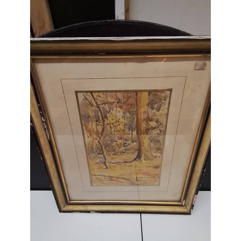 AQUARELLE DU BOIS DE BOULOGNE SIGNE