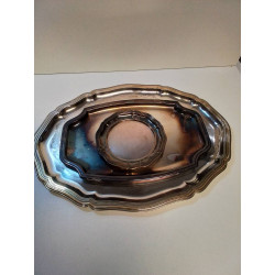LOT PLATEAUX METAL ARGENTÉ 