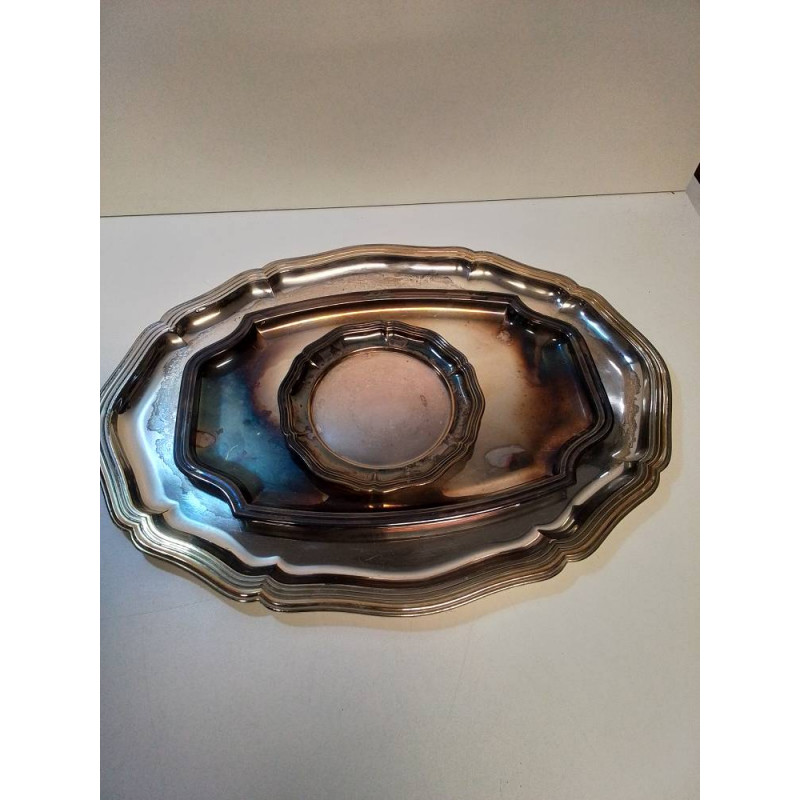 LOT PLATEAUX METAL ARGENTÉ 