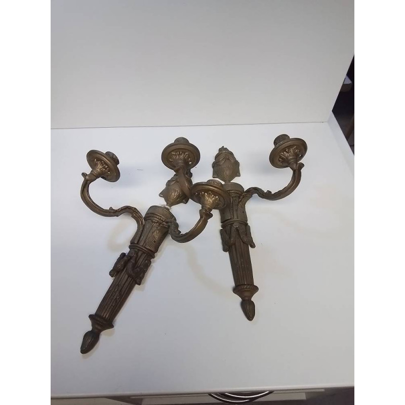 PAIRE APPLIQUE METAL 2 FEUX 